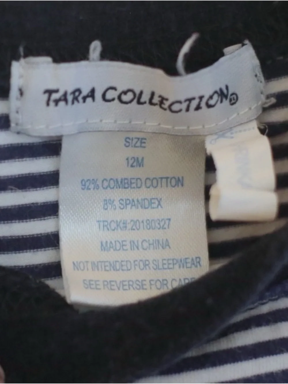 Tara Collection 12M Navy Stripe Tool Embroidered Long Sleeve Romper